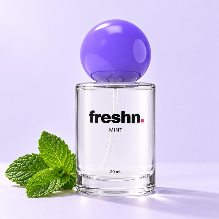 freshn. Mint breath spray with a sprig of mint